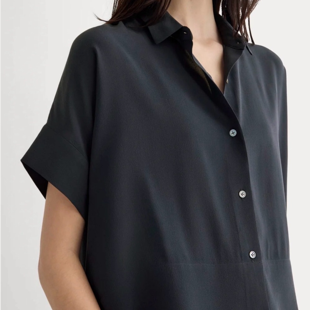 Everlane Navy Blue Women's Silk Button-Up Top